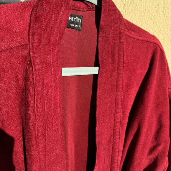 Men's Vtg Pierre Cardin Maroon Robe One Size Polyester Made USA 70s 80s Belted - Picture 3 of 10